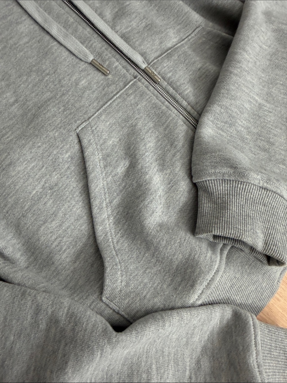 ALO Yoga Heather Gray Zip-Up Waist Length Hooded Bomber Jacket - Picture 7 of 8